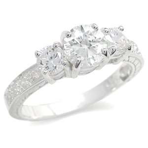 ** Size 7 / O ** Breathtaking 1.54ctw Diamond CZ Eangagement Ring in Authentic 925 Sterling Silver