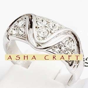 ** SIZE 8 / Q ** Brand New Amazing 0.48ct Diamond CZ Wave 18krgp Ring