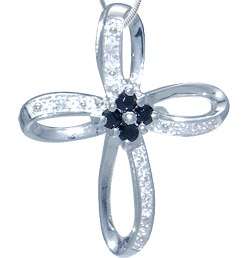 Brand New 0.24ct Black & White CZ .925 Solid Silver Pendant