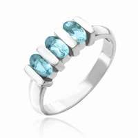 Size 8 / Q - Brand New Gorgeous 0.75ct Light Blue Topaz .925 Solid Silver Ring