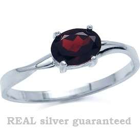 Size 7 / O - Brand New 0.50ct Genuine Garnet .925 Solid Silver Ring