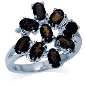 Size 7 / O - Brand New 3.15ct Genuine Smokey Topaz .925 Solid Sterling Ring