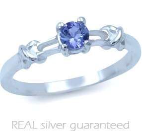 Size 6 / M - Brand New 0.20ct Genuine Tanzanite 925 Solid Silver Ring (7174)