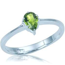 Size 5 / K - Brand New Lovely 0.50ct Genuine Peridot Pear Ring crafted in .925 Solid Sterling Silver