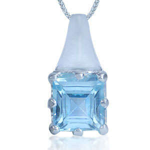 Brand New Genuine 0.75ct Blue Topaz 925 Sterling silver Pendant (5084)