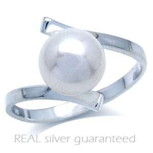 White Freshwater Pearl Ring Beautifully made in 925 Sterling Silver - Size 7.75 / Q (6091)