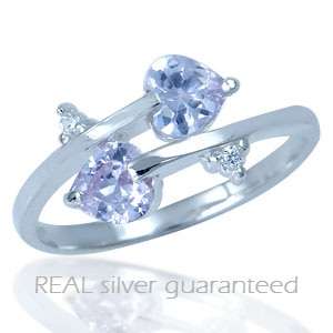 Stunning Brand New 0.56ctw Lavender & White CZ Heart Ring well made in .925 Sterling Silver