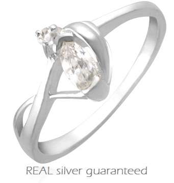 Size 6 / M - Brand New Unusual Design 0.23ct White CZ .925 Solid Silver Ring