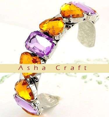 Beautiful Brand New Orange and Purple Silvertone Bangle