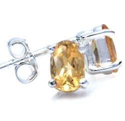 Brand New 1.00ctw Natural Citrine Stud Earrings in 925 Sterling Silver (5117)