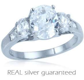 Brand New 3.20ctw White CZ Engagement Ring well made in .925 Sterling Silver - Sz 7.5 / P