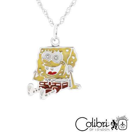 Brand New SPONGEBOB Necklace Crafted in Three tone Enamel and 925 Sterling silver Length 18mm