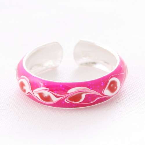 Pretty Brand New Pink Enamel Toe Ring well made in 925 Sterling Silver