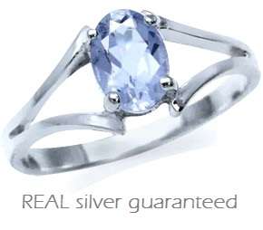 Gorgeous Brand New Ring with 1.00ctw Genuine Pale Iolite set in .925 Sterling Silver - Size 5