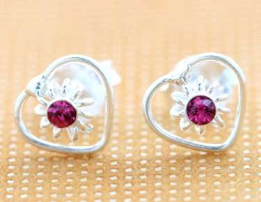 LAST 4 AVAILABLE!!  Hot Pink Crystal Earrings well made in 925 Sterling Silver  (5065)