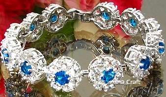 BRAND NEW Swiss Blue & White CZ 18krgp Tennis Bracelet (5078)