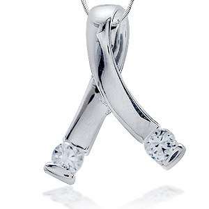 Brand New Ribbon Pendant With 0.20ctw White CZ in 925 Sterling Silver (5088)