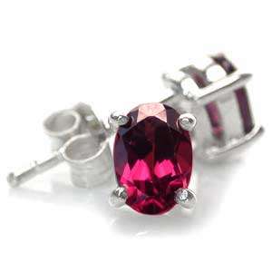 Stunning Brand New Earrings With 1.00ctw Genuine Rhodolite in 925 Sterling Silver