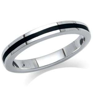Lovely Brand New Black Onyx Inlay Ring in 925 Sterling Silver - Size 5.5 / L