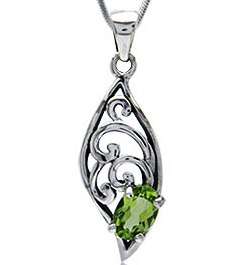 Brand New 0.40ct Natural Peridot 925 Sterling Silver Pendant (5001)