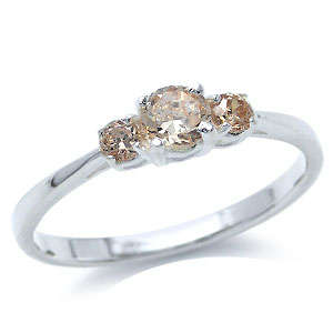 Brand New 0.35ctw Champagne CZ 925 Sterling Silver Ring - Size 4 / J (5021)