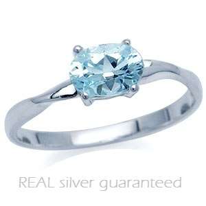 Size 8 / Q - Brand New 1.00ct Genuine Blue Topaz Ring in 925 Solid Sterling Silver (6055)