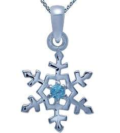 Brand New Genuine 0.05ct Blue Topaz Snowflake 925 Solid silver Pendant (7005)