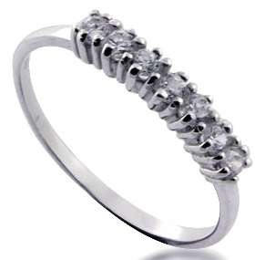 Size 10 / U - 925 Solid Silver 0.14ctw White CZ Semi-Eternity Engagement Ring  (6221)
