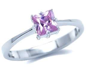 Size 8 / Q - Brand New 0.50ct Pink CZ Princess Ring in 925 Solid Silver (6232)