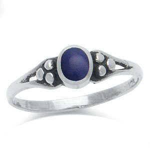 Size 6.5 / M - Brand New Petite Genuine Lapis Lazuli 925 Solid Silver Ring (7052)