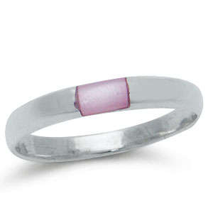 Size 5 / K - Brand New Petite Pink MOP Inlay 925 Solid Silver Ring (7060)