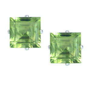 [R1200.00] ASHA CRAFT 100% REAL 1.60ct Natural Peridot Princess Cut Earrings