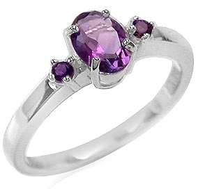 BRAND NEW 1.06ct Natural Amethyst 925 Sterling Silver Ring - Size 5 / K  (7171)