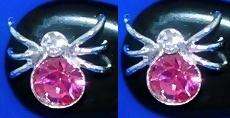 Pink and White CZ Spider 925 Sterling Silver Earrings  (7287)