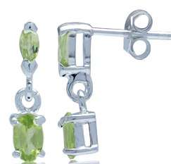 Exquisite Natural Peridot Dangle Earrings in 925 Sterling Silver (8029)