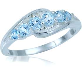 Size 8 / Q - Brand New Genuine Blue Topaz Ring in 925 Solid Sterling Silver (8034)