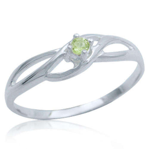 Size 5 / K - Natural Peridot 925 Sterling Silver Solitaire Petite Ring (8039)