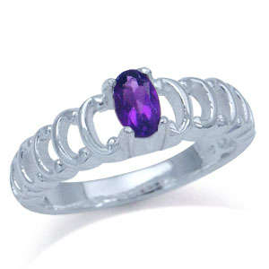 Size 6 / M - Brand New 0.35ct Natural African Amethyst 925 Sterling Silver Ring  (8321)