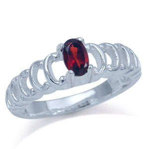 Size 5 / K - Brand New 0.35ct Natural Garnet 925 Sterling Silver Ring (8323)