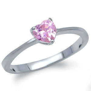 ASHA CRAFT - Lovely 0.50ct Sweet Pink Heart 925 SOLID Sterling Silver Ring Size 7.5 / P