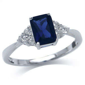 Size 5 / K - Stunning Cr. Sapphire & Topaz 925 Sterling Silver Engagement Ring (9088)