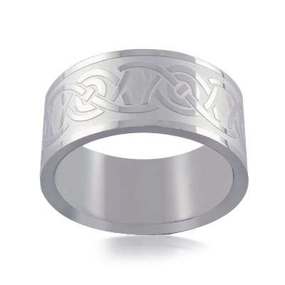 ASHA CRAFT - 8.5g Stainless Steel Tribal Design Ring Size 8 / Q
