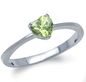 ASHA CRAFT - 0.50ct Genuine Peridot Heart 925 Sterling Silver Ring - Size 6.75 / N