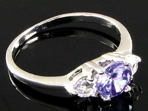 ASHA CRAFT - Brand New Cr. Amethyst and White Topaz 18kgp Ring - Size 7 / O