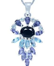 [R11039.60] 4.79ct Black Sapphire, Tanzanite, Iolite, Topaz Pendant with Valuation Certificate
