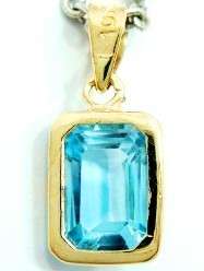 ASHA CRAFT - 100% REAL 10KT YELLOW GOLD 1.00ct BLUE TOPAZ PENDANT