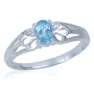 ASHA CRAFT - 0.64ct Genuine Blue Topaz Filigree 925 Sterling Silver Ring Size 6.5 / N