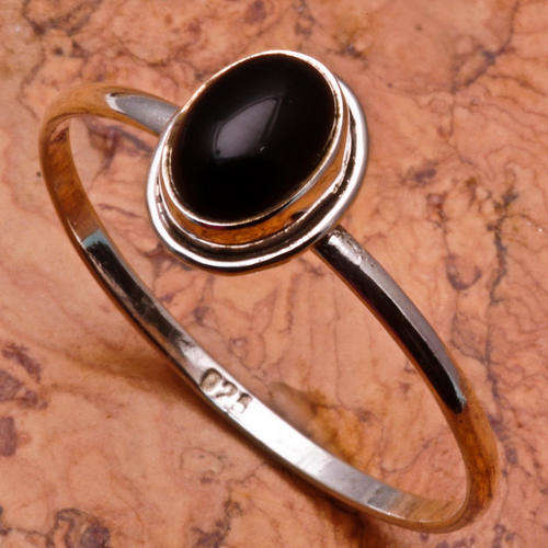 ASHA CRAFT - Genuine Black Onyx 925 Sterling Silver Ring Size 10 / U