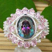 ASHA CRAFT - Cr. Mystic and Pink Topaz 925 Sterling Silver Ring - Size 8 / Q