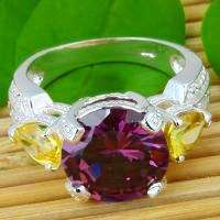 ASHA CRAFT - Cr. Amethyst and Citrine 925 Sterling Silver Ring - Size 8 / Q
